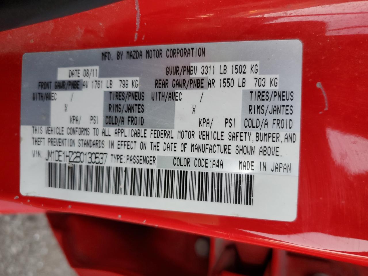 2011 Mazda Mazda2 VIN: JM1DE1HZ2B0130537 Lot: 91007455