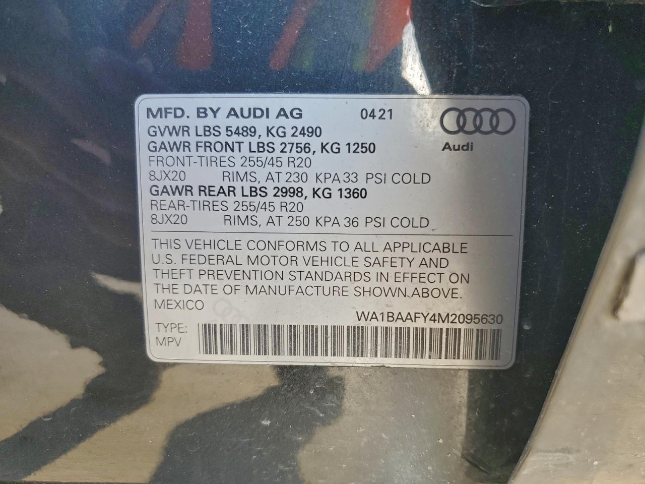2021 Audi Q5 Premium Plus VIN: WA1BAAFY4M2095630 Lot: 90326915