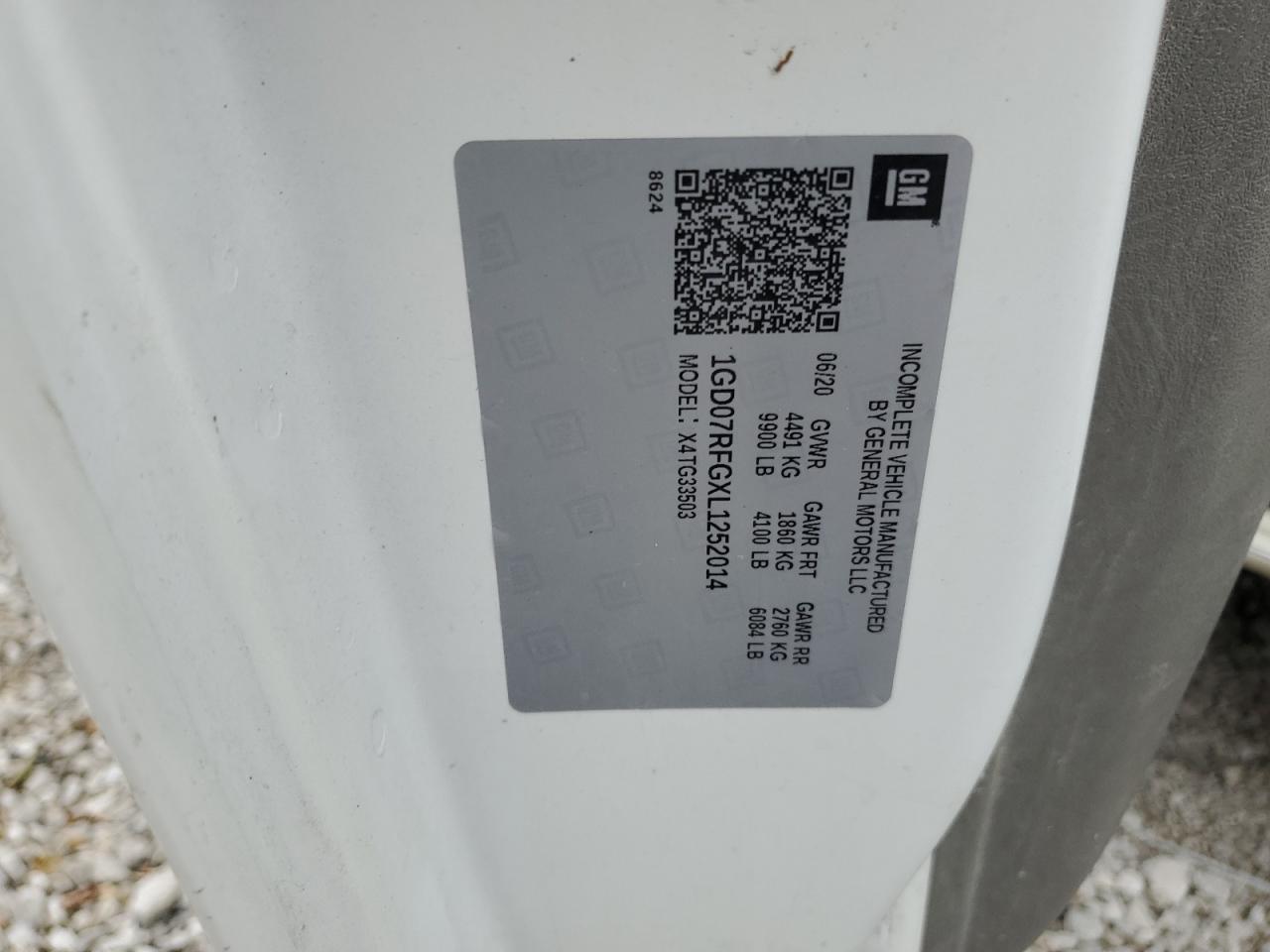 2020 GMC Savana Delivery Truck VIN: 1GD07RFGXL1252014 Lot: 92670665