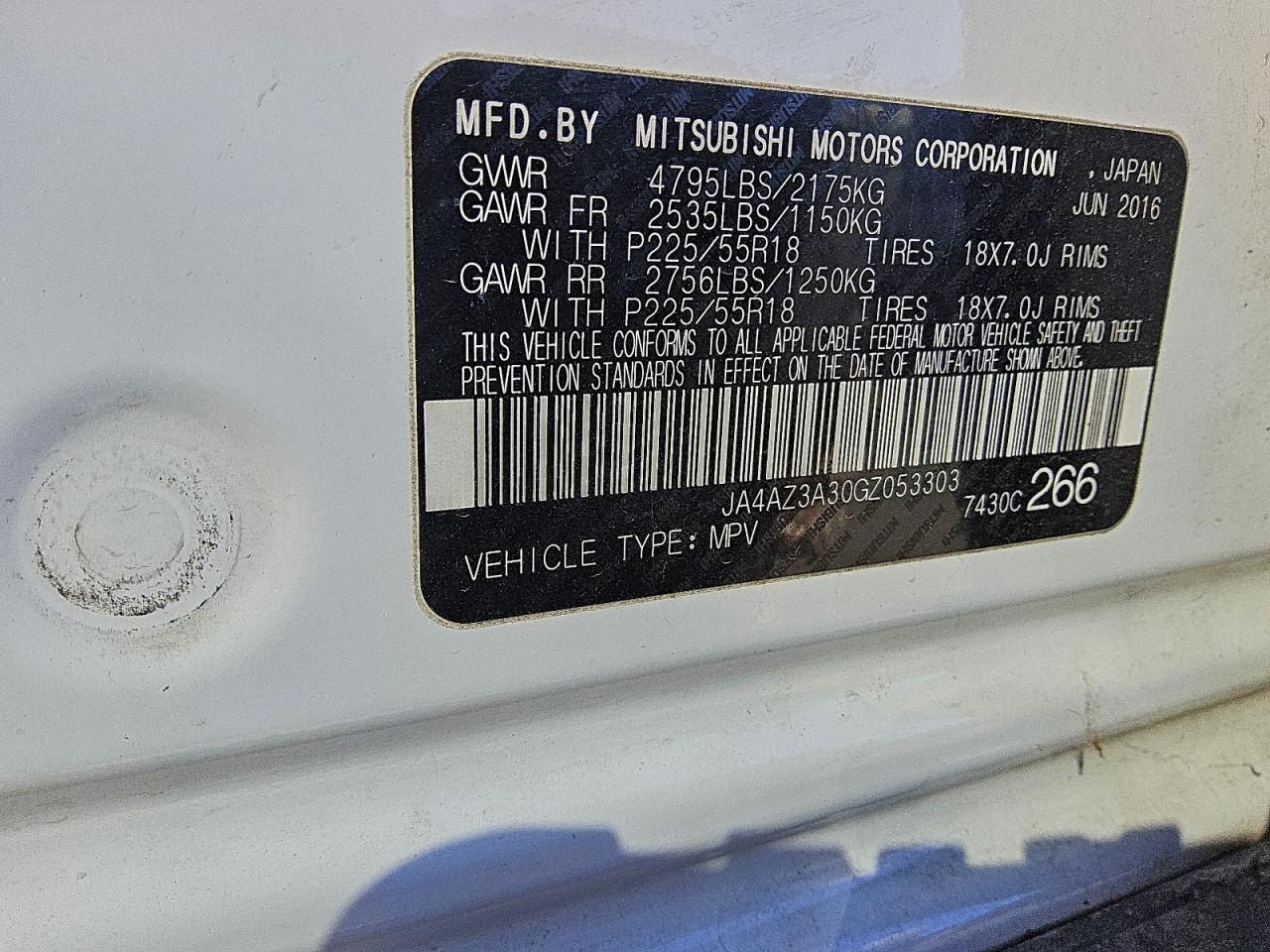 2016 Mitsubishi Outlander Se VIN: JA4AZ3A30GZ053303 Lot: 90110575