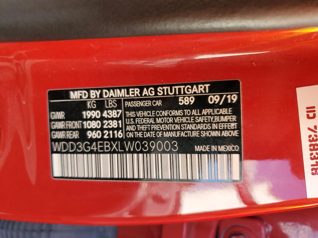 2020 Mercedes-Benz A 220 VIN: WDD3G4EBXLW039003 Lot: 92454265