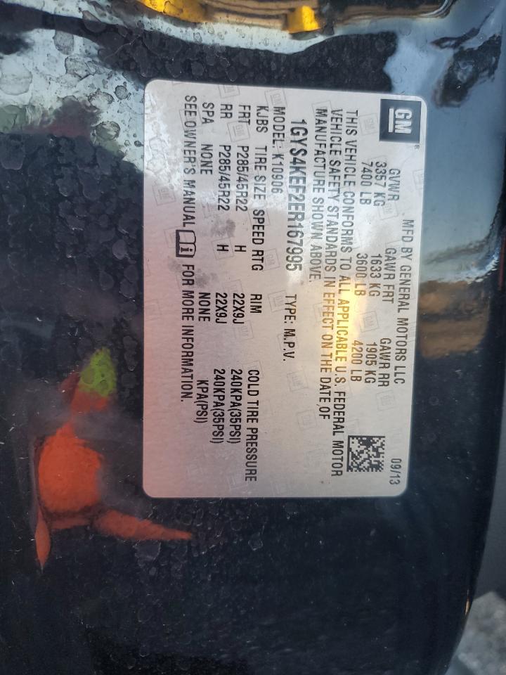 2014 Cadillac Escalade Esv Platinum VIN: 1GYS4KEF2ER167995 Lot: 92442855