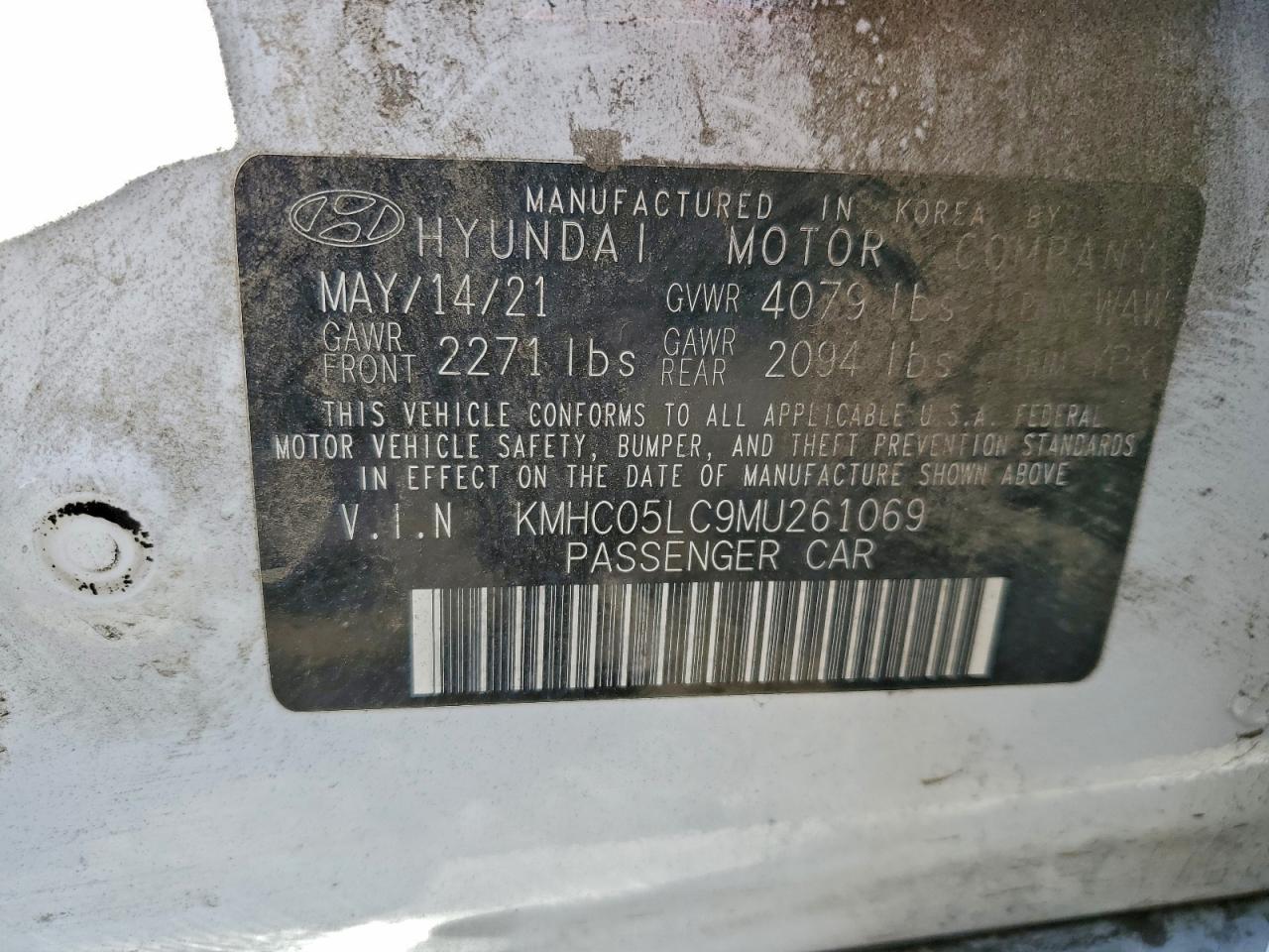 2021 Hyundai Ioniq Limited VIN: KMHC05LC9MU261069 Lot: 94369225