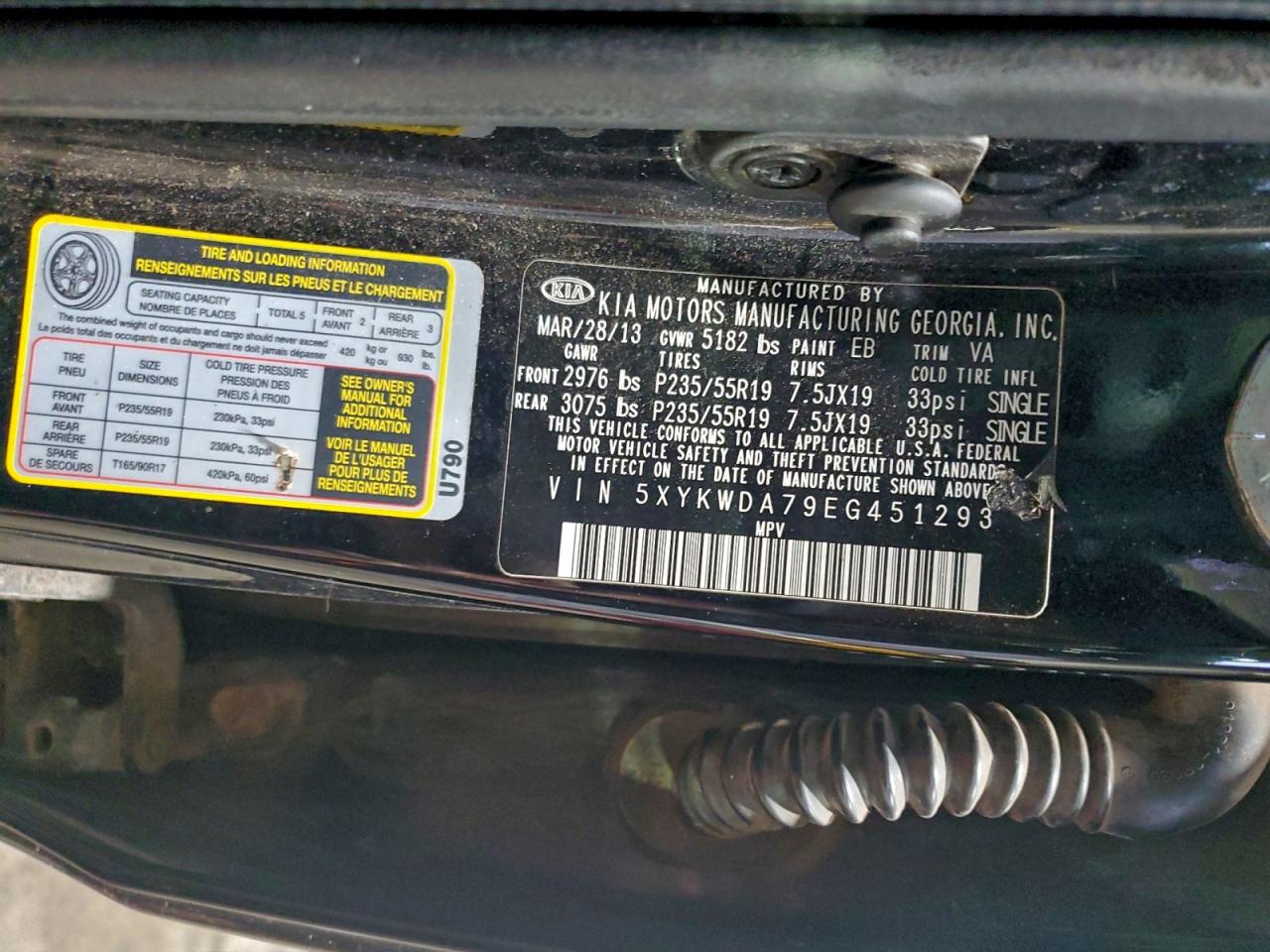 2014 Kia Sorento Sx VIN: 5XYKWDA79EG451293 Lot: 94151045