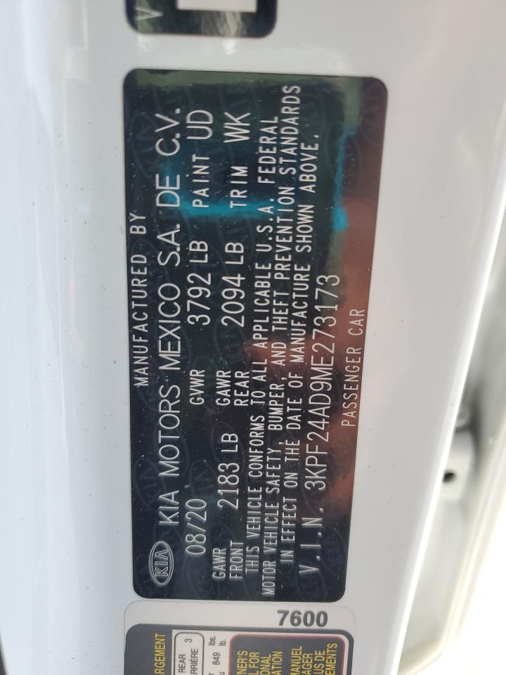 2021 Kia Forte Fe VIN: 3KPF24AD9ME273173 Lot: 93211505