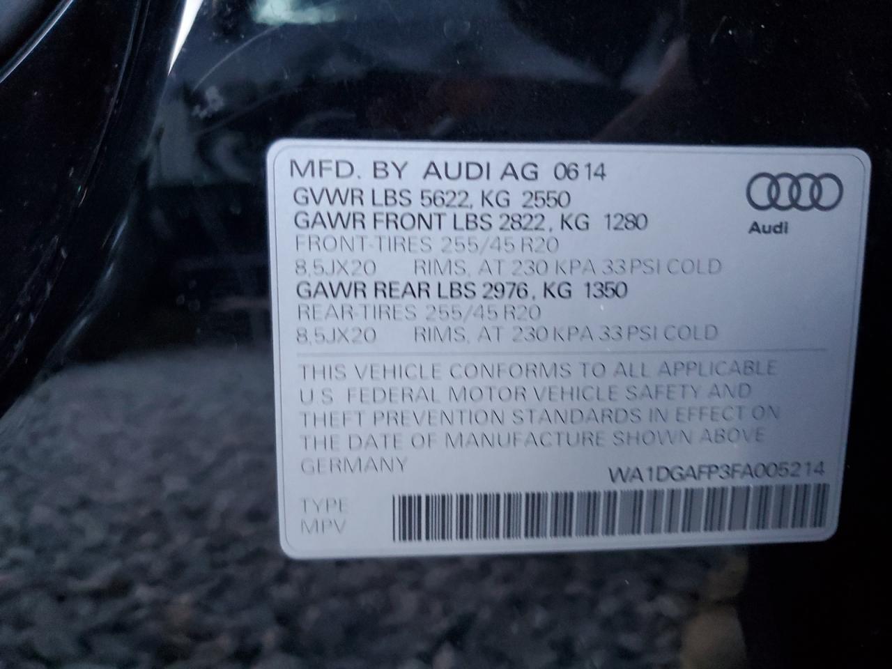 2015 Audi Q5 Premium Plus VIN: WA1DGAFP3FA005214 Lot: 93486145