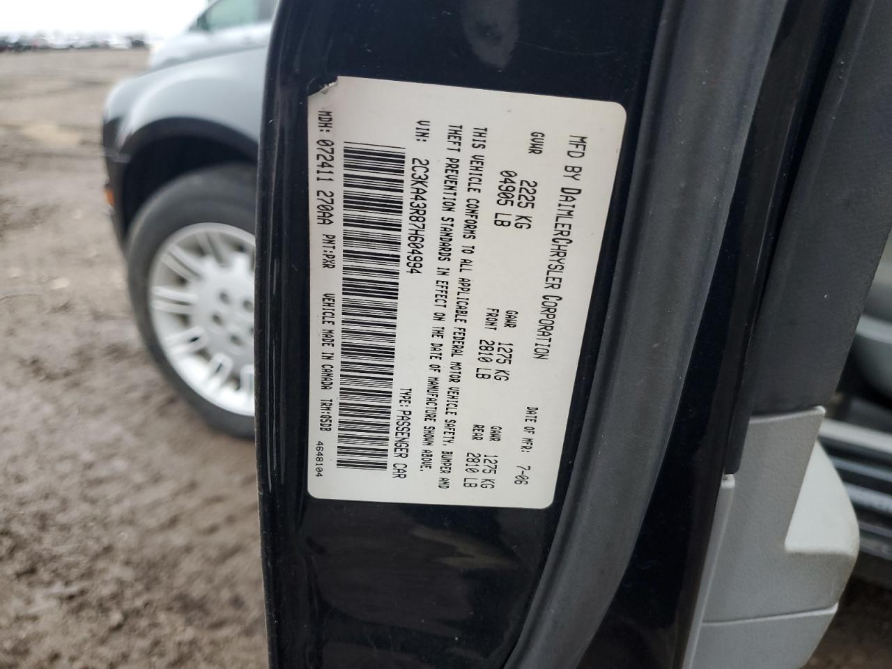 2007 Chrysler 300 VIN: 2C3KA43R87H604994 Lot: 91214045