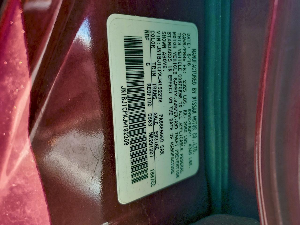 2018 Nissan Rogue Sport S VIN: JN1BJ1CPXJW192209 Lot: 93969305