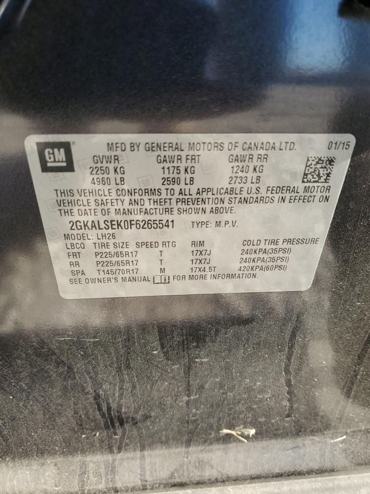 2015 GMC Terrain Slt VIN: 2GKALSEK0F6265541 Lot: 92900445
