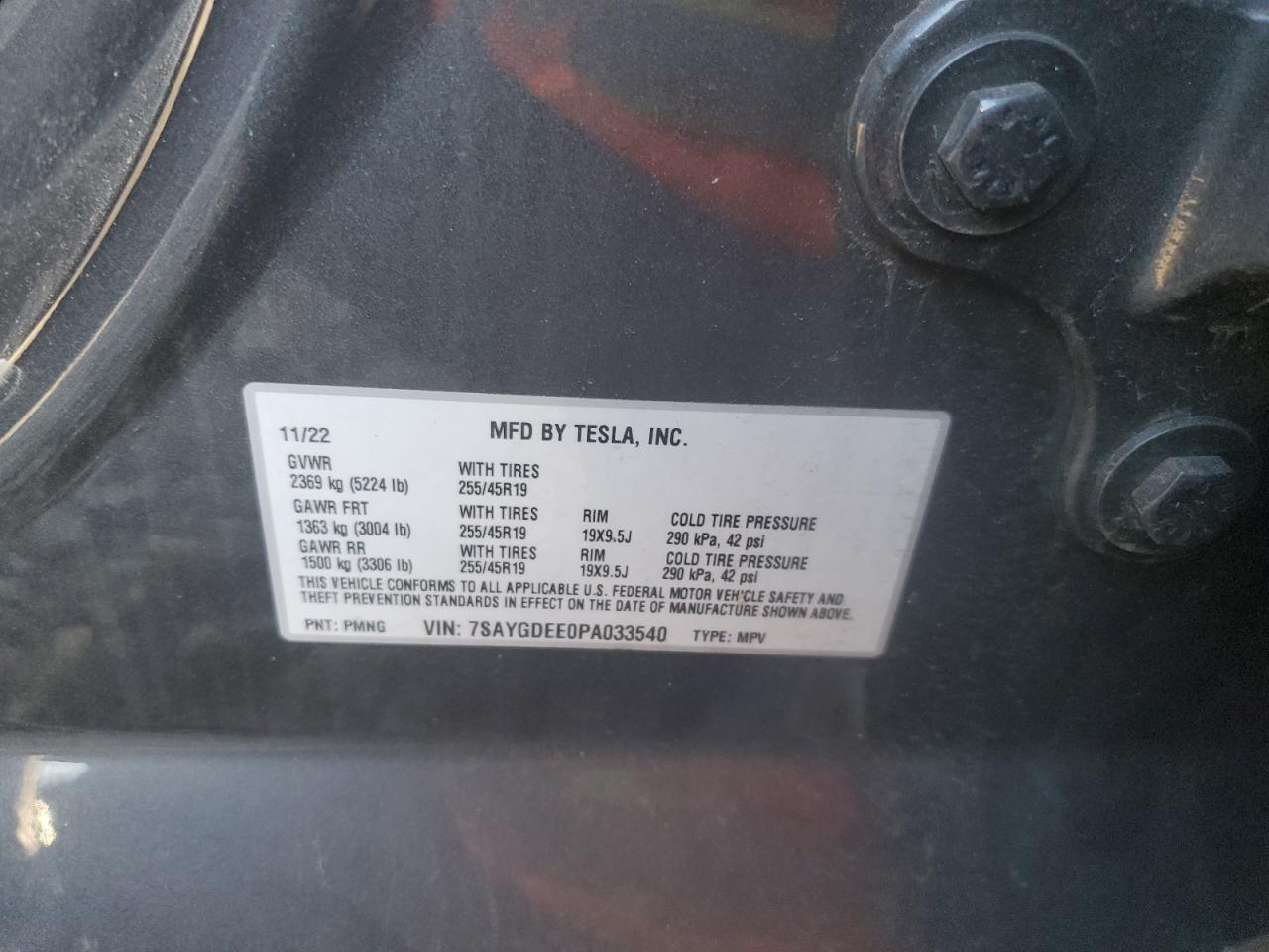 2023 Tesla Model Y VIN: 7SAYGDEE0PA033540 Lot: 90641985