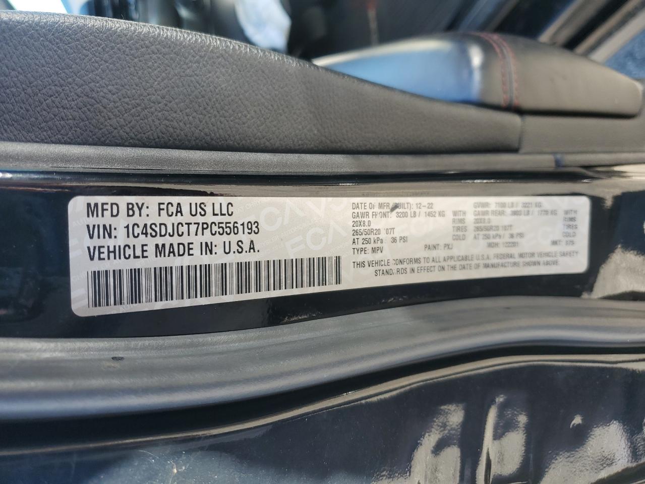 2023 Dodge Durango R/T VIN: 1C4SDJCT7PC556193 Lot: 89908845