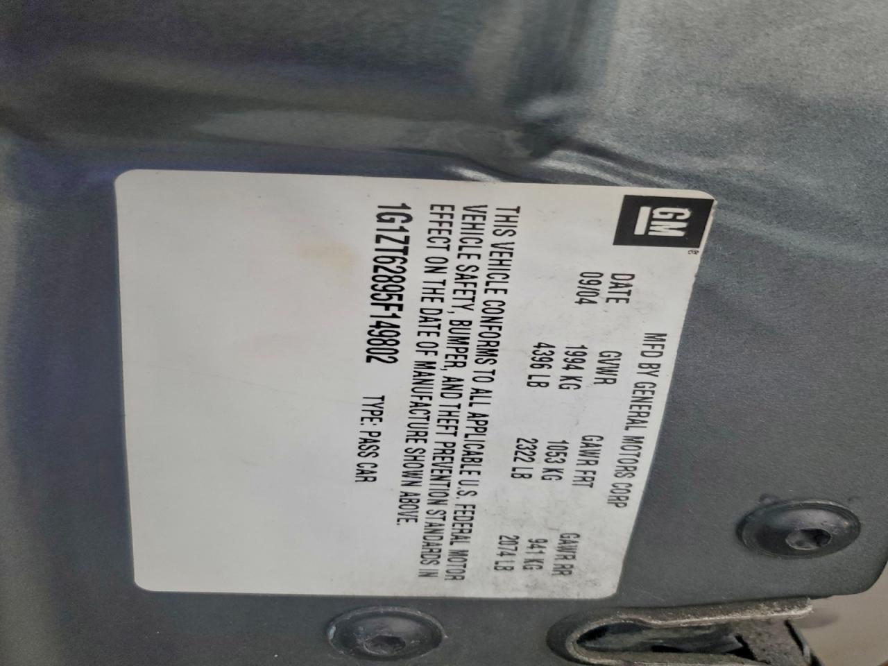 2005 Chevrolet Malibu Maxx Ls VIN: 1G1ZT62895F149802 Lot: 92755705