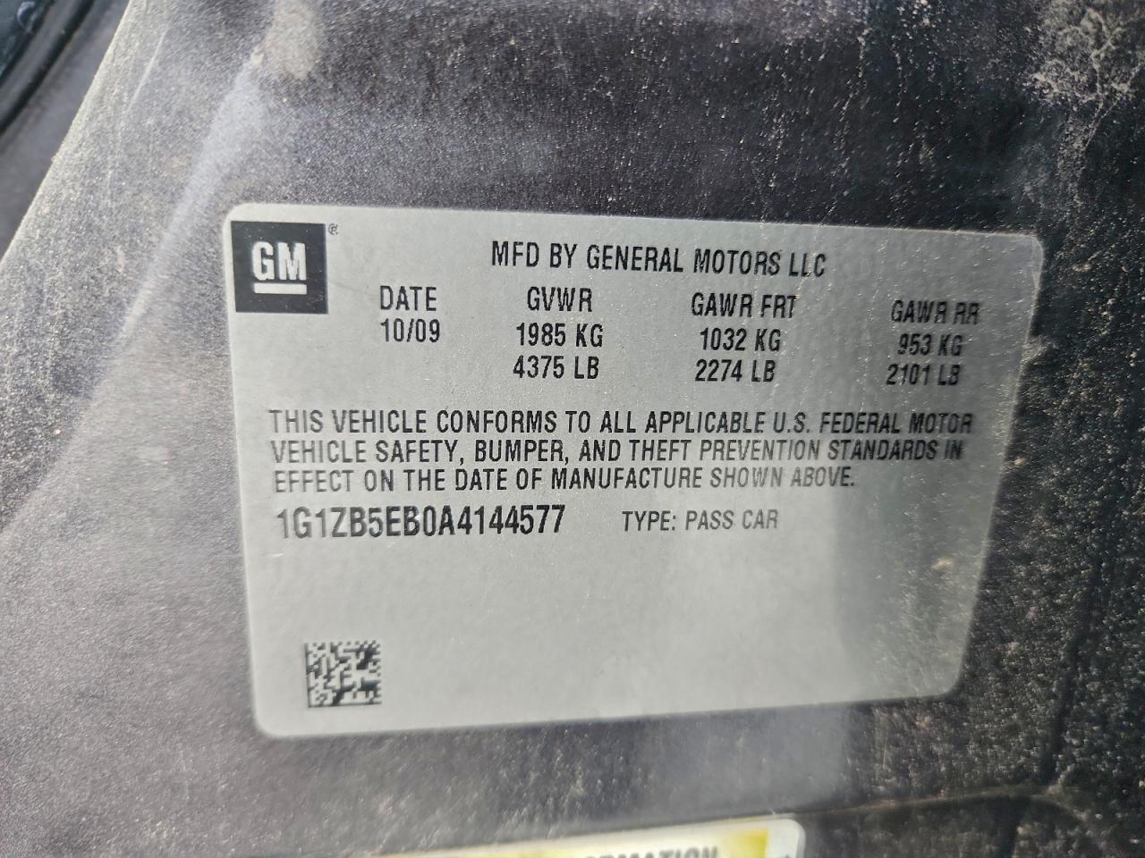 2010 Chevrolet Malibu Ls VIN: 1G1ZB5EB0A4144577 Lot: 94216825