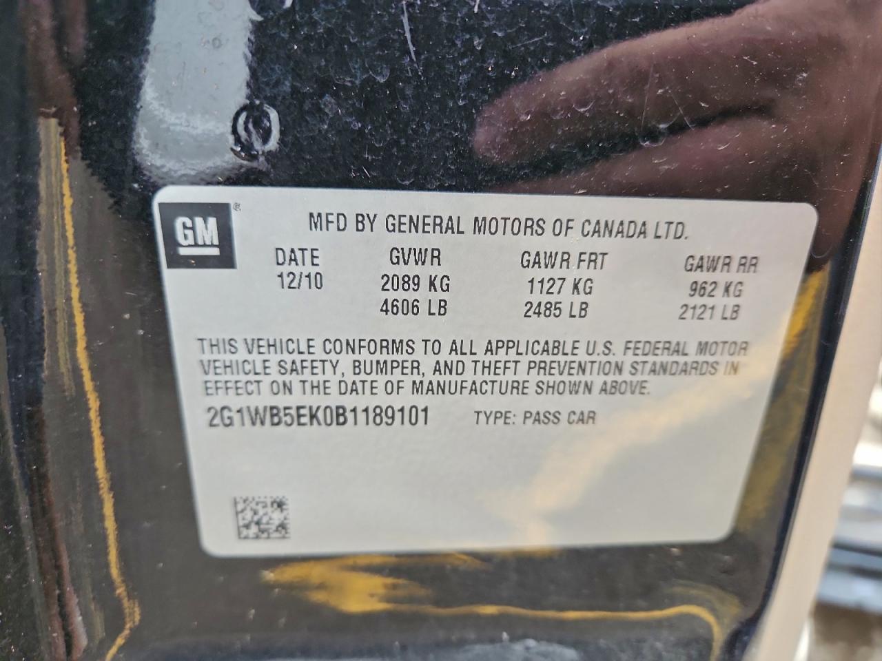 2011 Chevrolet Impala Lt VIN: 2G1WB5EK0B1189101 Lot: 94148865