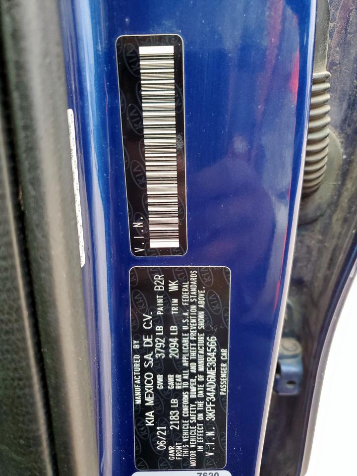 2021 Kia Forte Gt Line VIN: 3KPF34AD6ME384566 Lot: 91632895