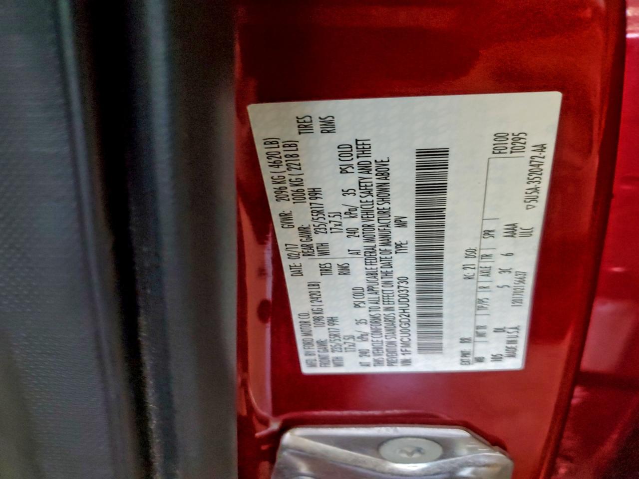 2017 Ford Escape Se VIN: 1FMCU0GD2HUD03730 Lot: 93687285