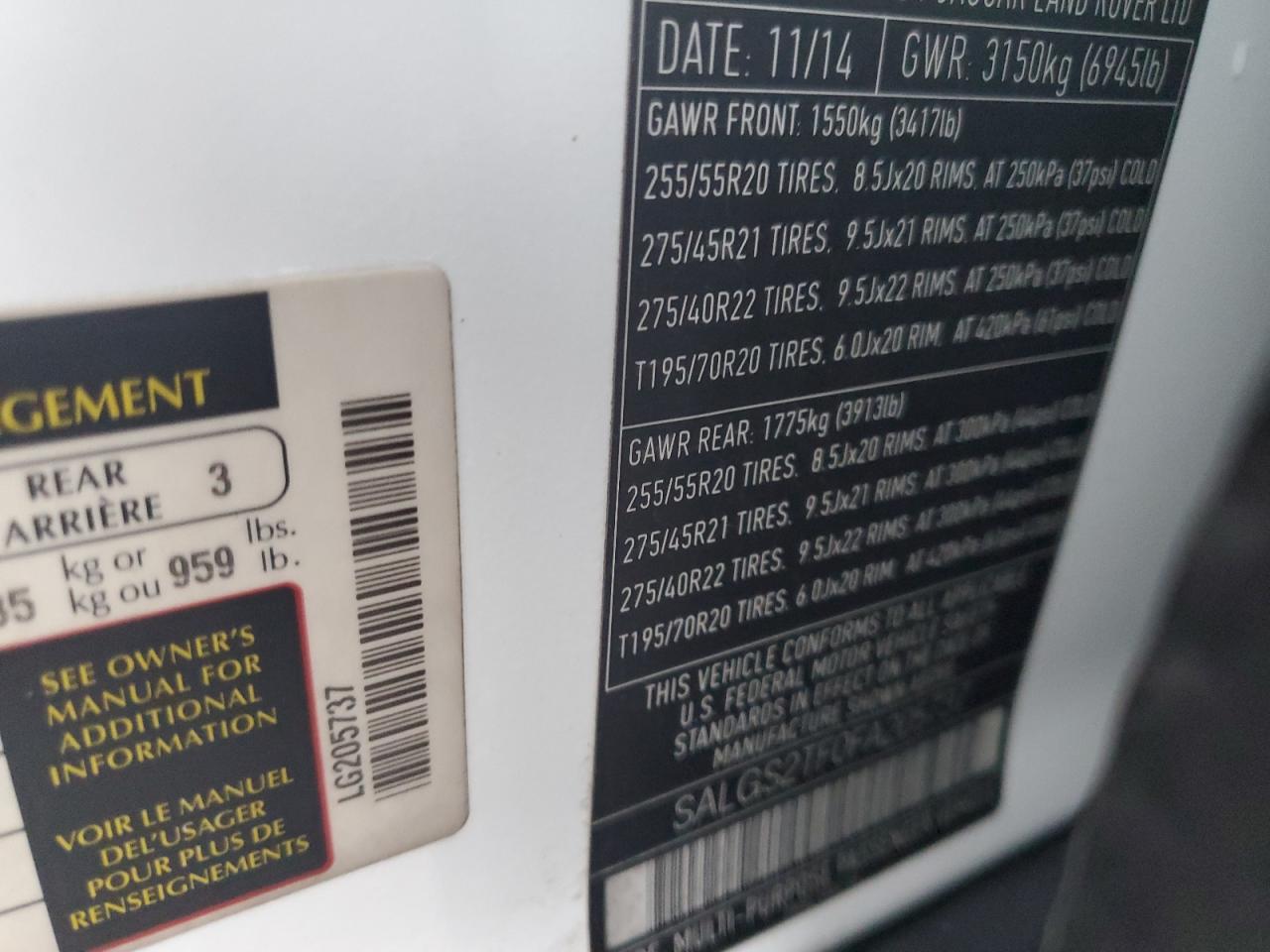 2015 Land Rover Range Rover Supercharged VIN: SALGS2TF0FA205737 Lot: 93233765