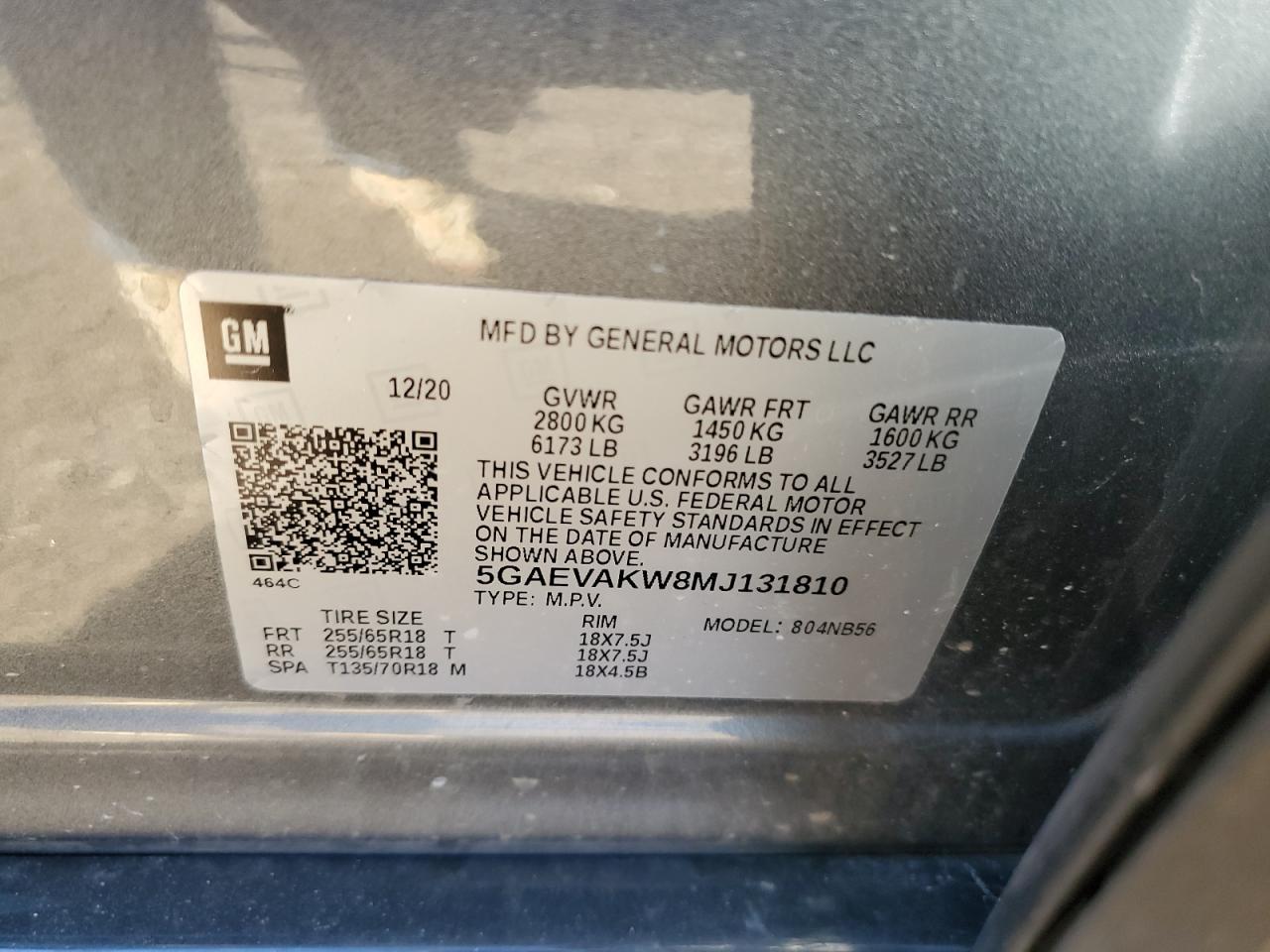 2021 Buick Enclave Essence VIN: 5GAEVAKW8MJ131810 Lot: 92537635