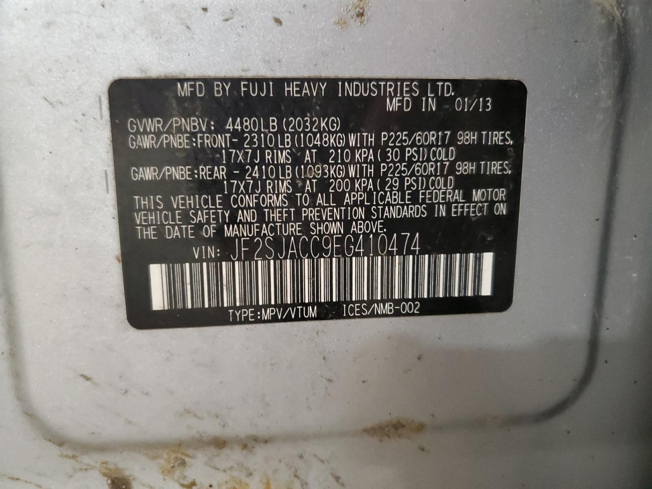 2014 Subaru Forester 2.5I Premium VIN: JF2SJACC9EG410474 Lot: 93149625