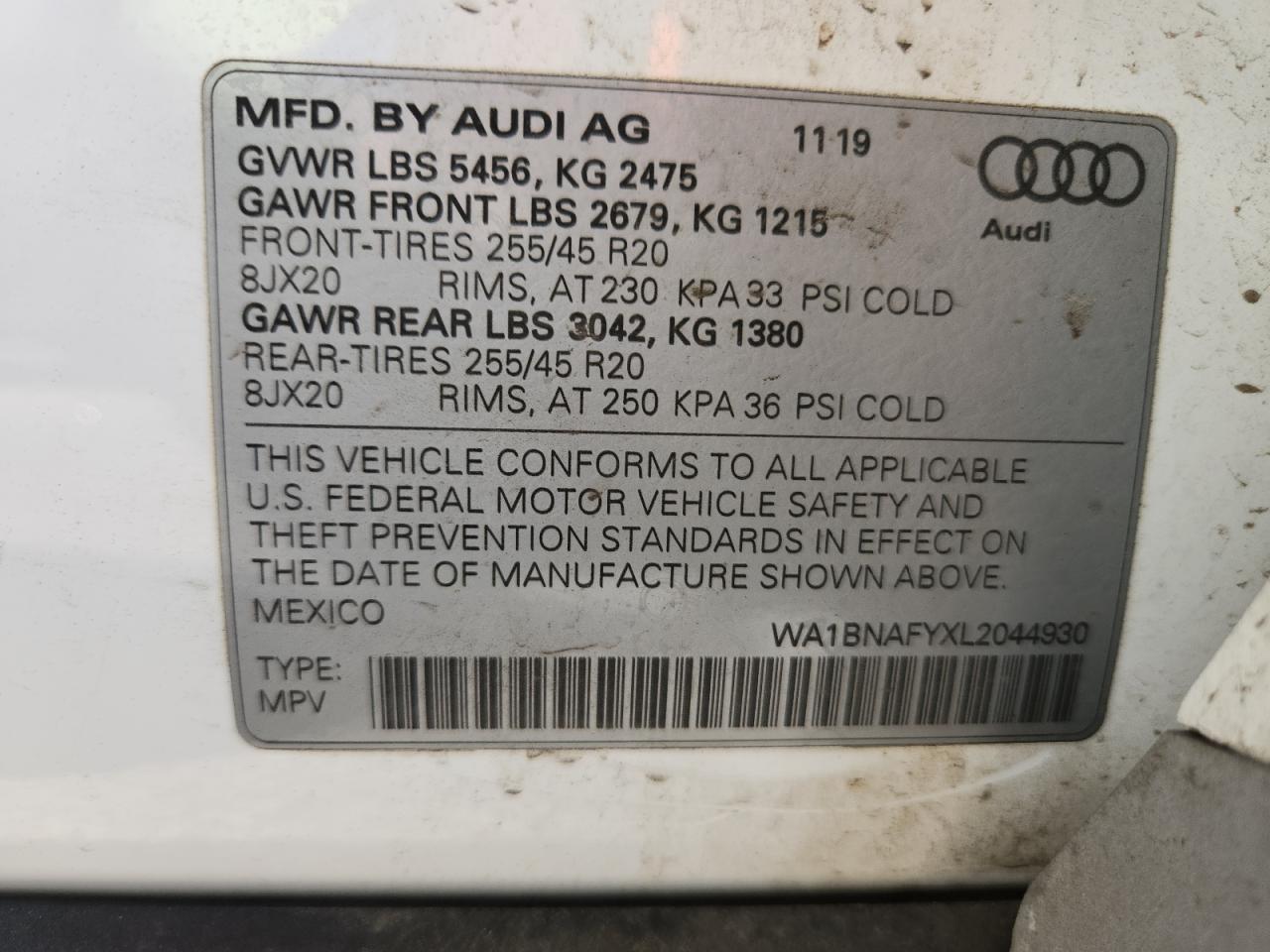 2020 Audi Q5 Premium Plus VIN: WA1BNAFYXL2044930 Lot: 92988145