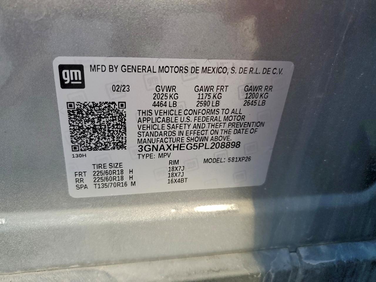 2023 Chevrolet Equinox Ls VIN: 3GNAXHEG5PL208898 Lot: 94348595