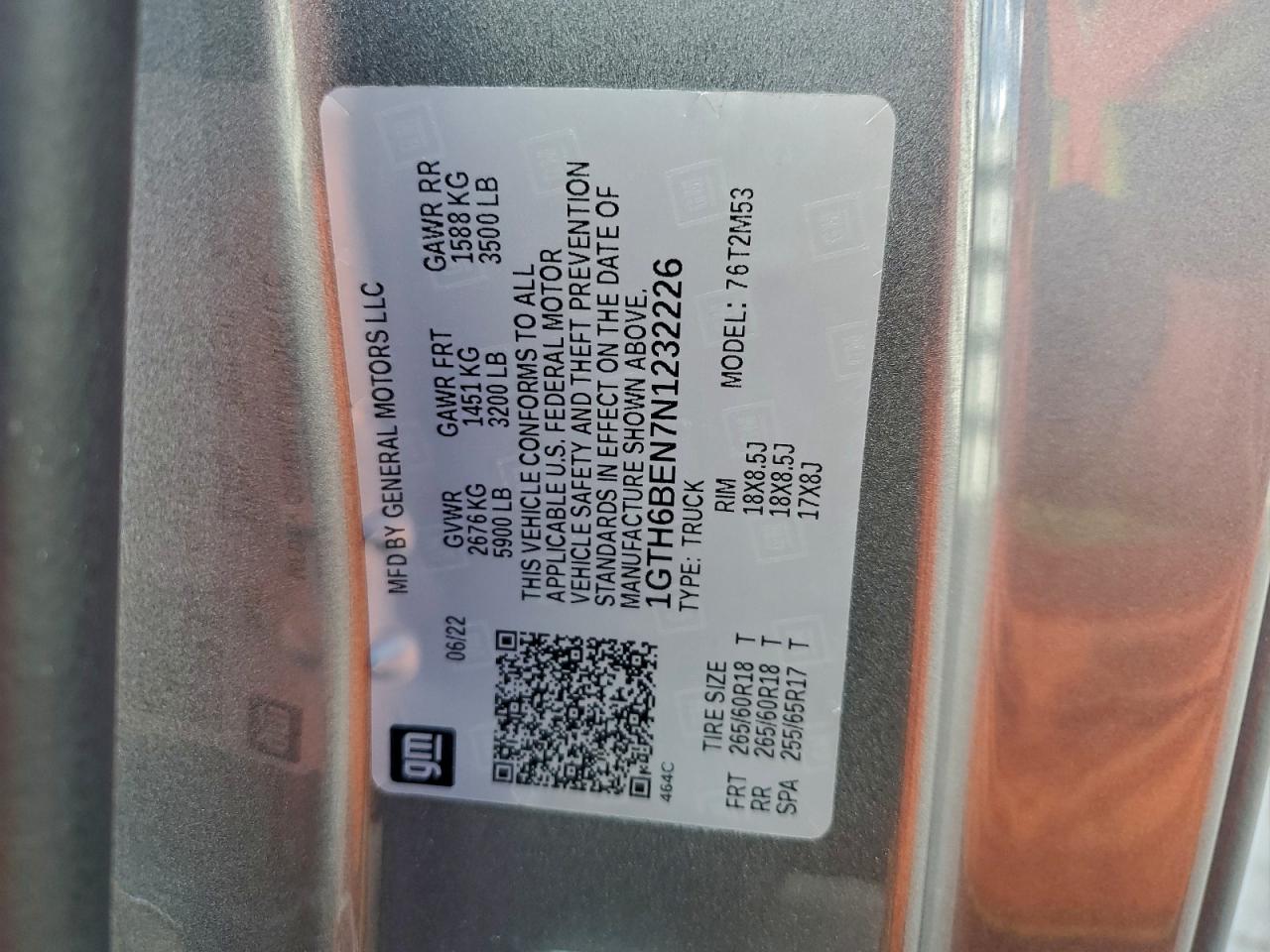 2022 GMC Canyon Elevation VIN: 1GTH6BEN7N1232226 Lot: 93818075