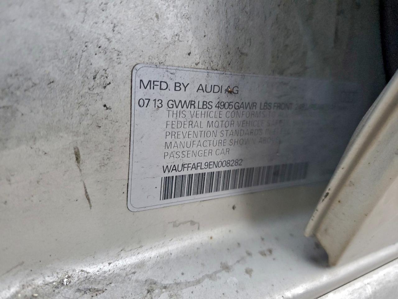 2014 Audi A4 Premium Plus VIN: WAUFFAFL9EN008282 Lot: 93571615