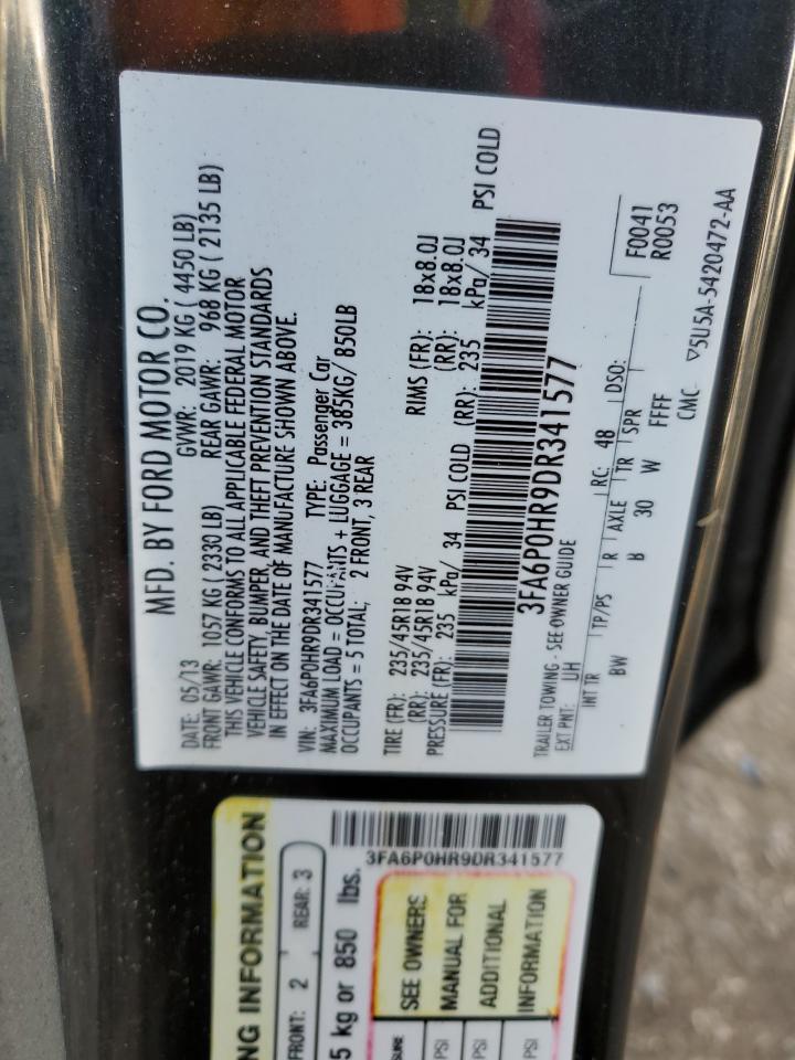 2013 Ford Fusion Se VIN: 3FA6P0HR9DR341577 Lot: 92667385