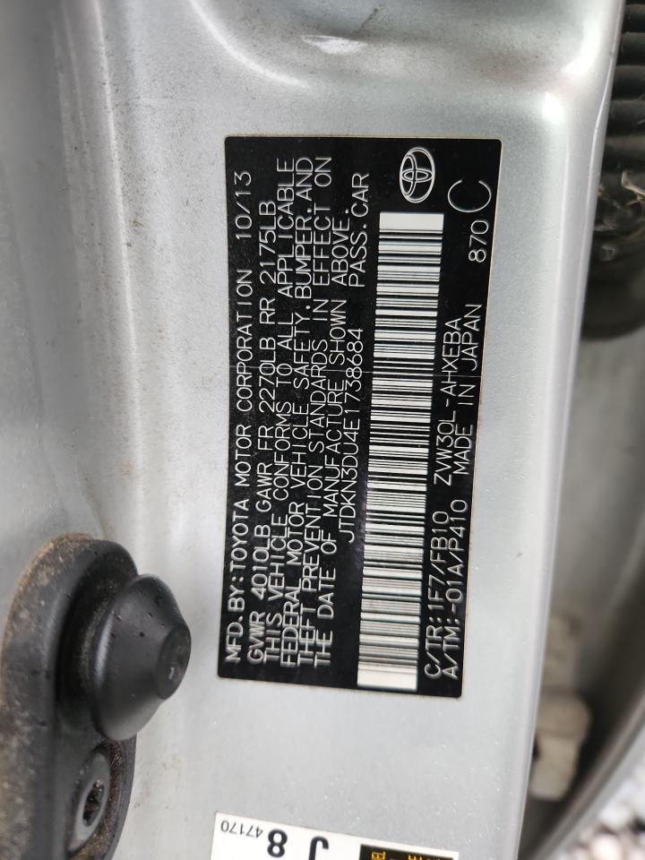 2014 Toyota Prius VIN: JTDKN3DU4E1738684 Lot: 93439265