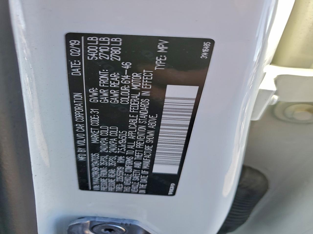 2019 Volvo Xc60 T6 VIN: YV4A22RK8K1347035 Lot: 93293745