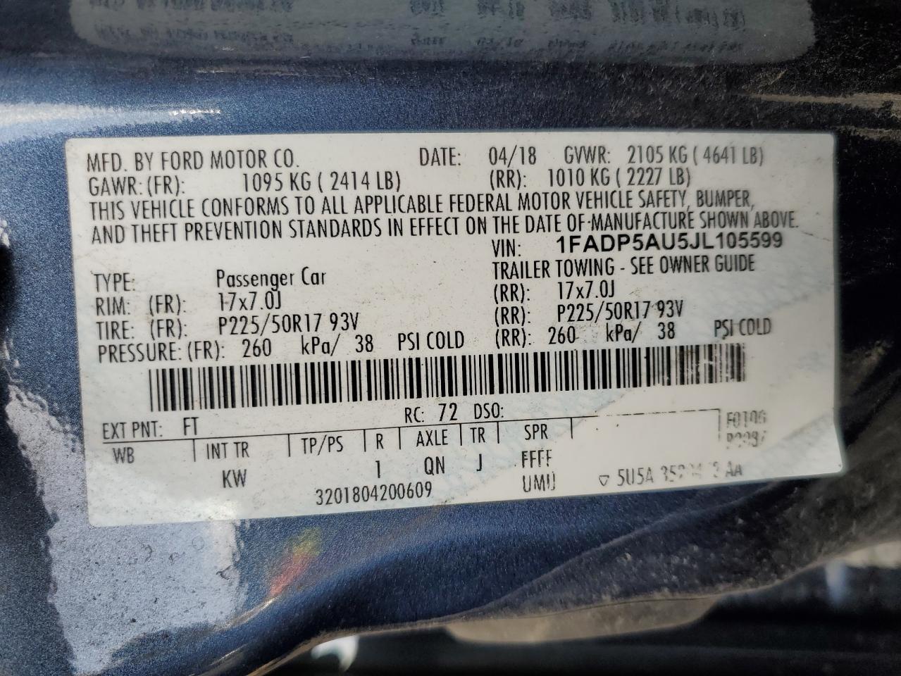 2018 Ford C-Max Se VIN: 1FADP5AU5JL105599 Lot: 90760065