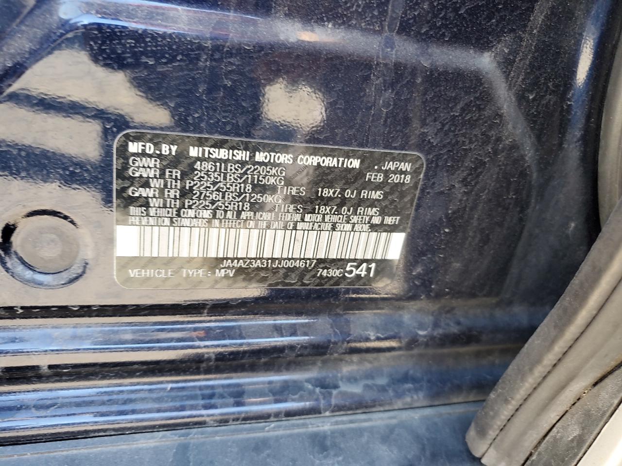 2018 Mitsubishi Outlander Se VIN: JA4AZ3A31JJ004617 Lot: 90629185