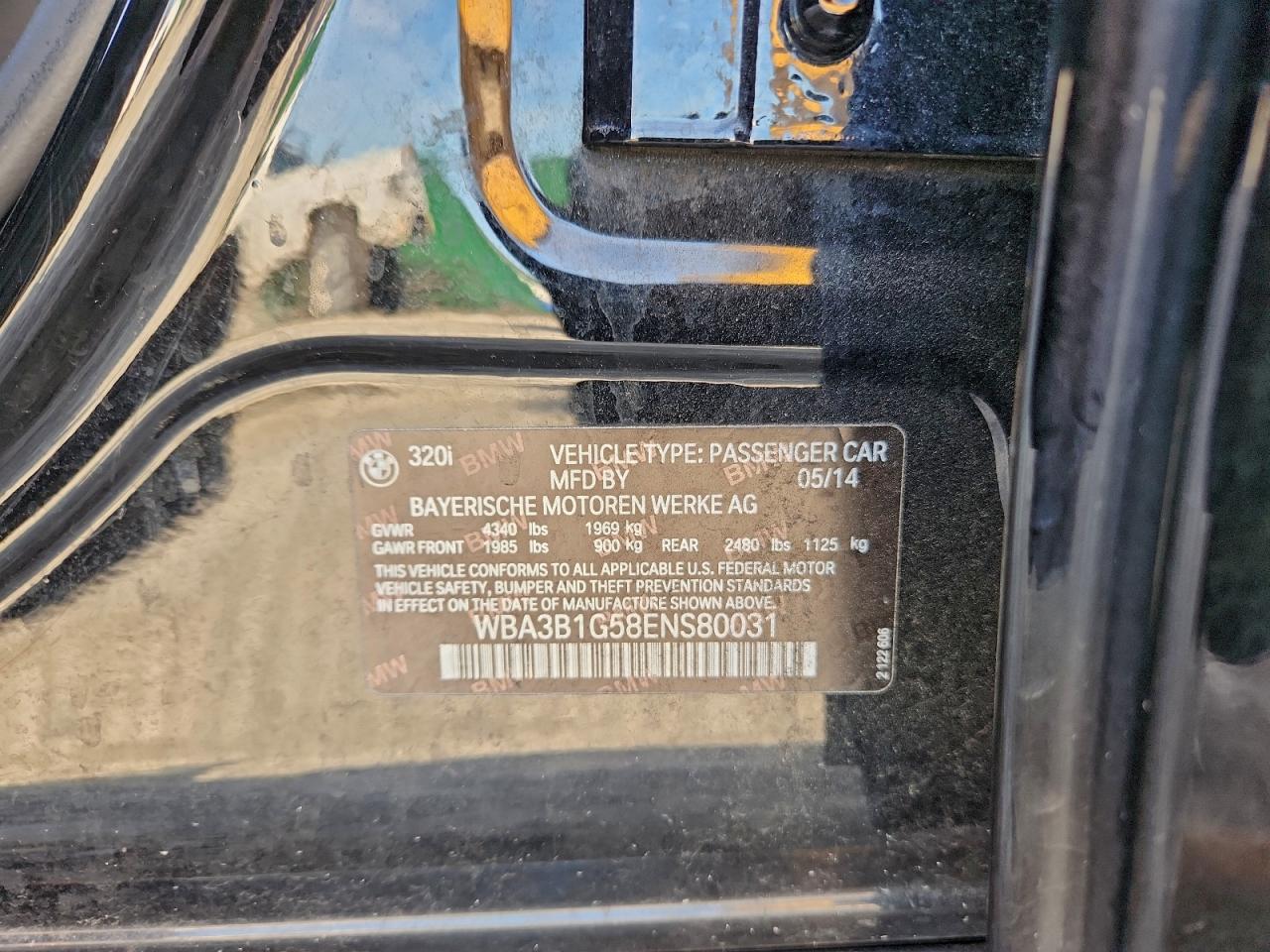 2014 BMW 320 I VIN: WBA3B1G58ENS80031 Lot: 94518085