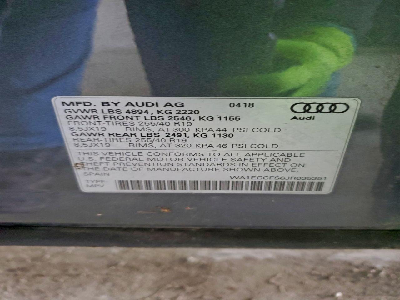 2018 Audi Q3 Premium VIN: WA1ECCFS6JR035351 Lot: 94129425