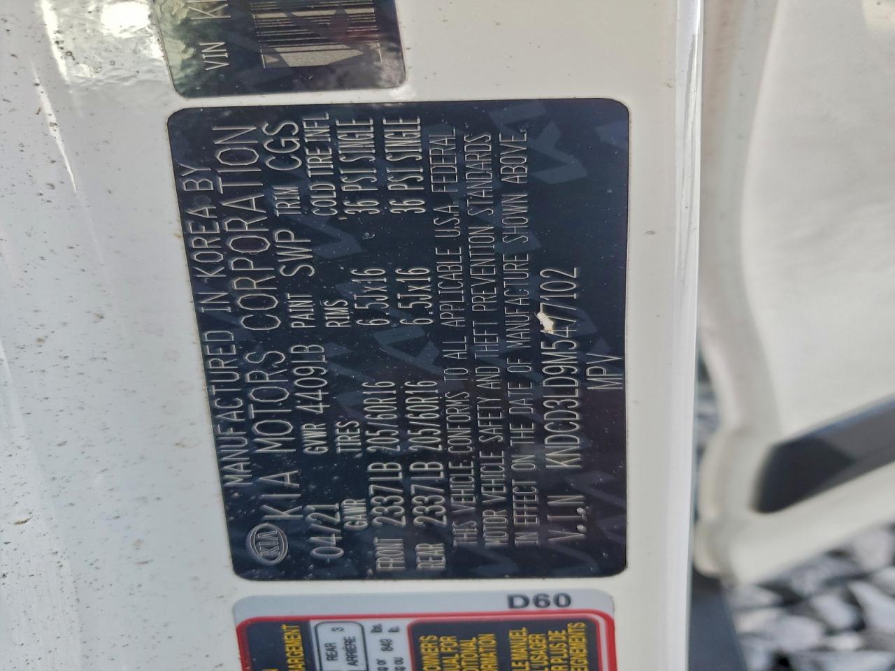 2021 Kia Niro Ex VIN: KNDCD3LD9M5477102 Lot: 94048855