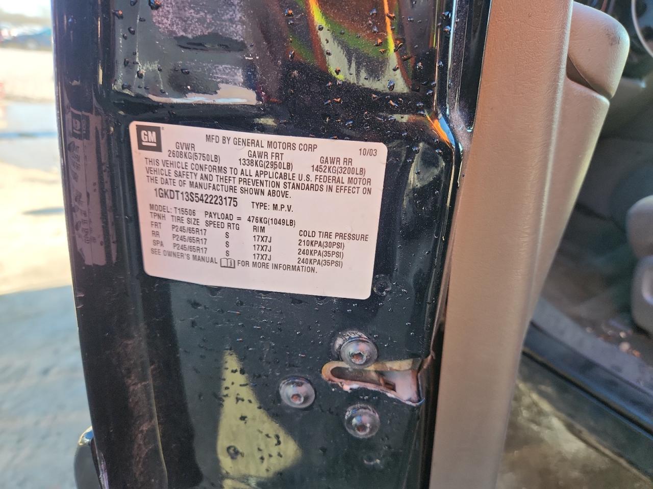 2004 GMC Envoy VIN: 1GKDT13S542223175 Lot: 92849695