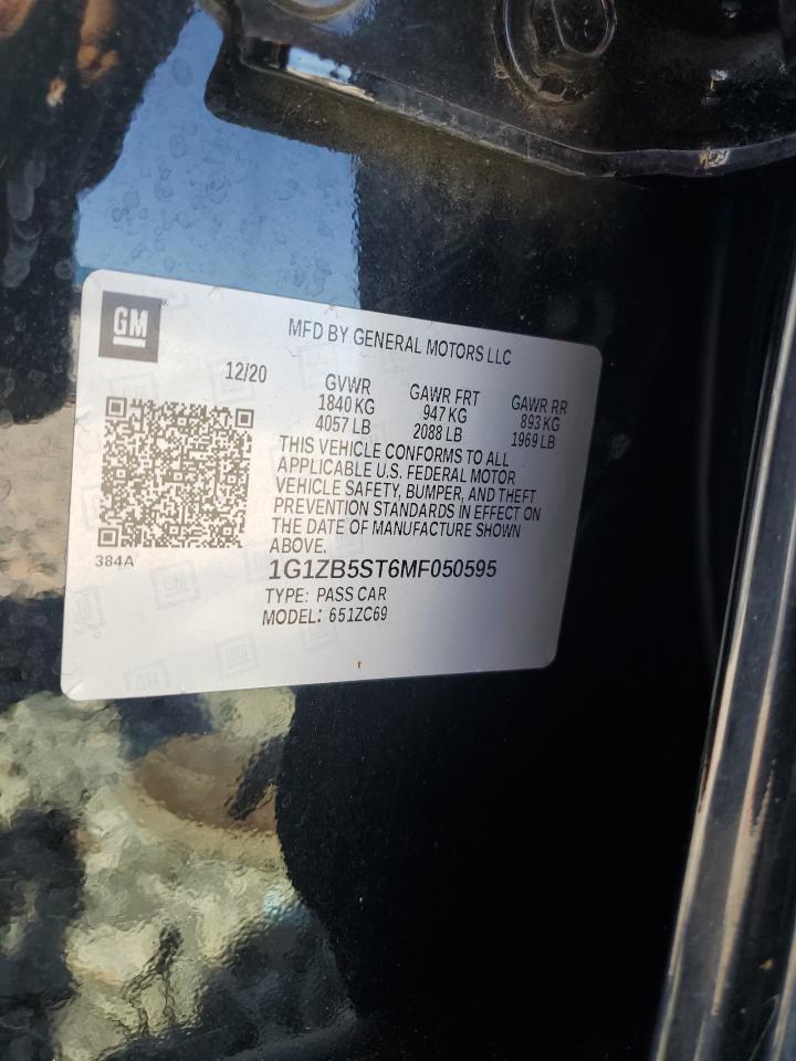 2021 Chevrolet Malibu Ls VIN: 1G1ZB5ST6MF050595 Lot: 91366685