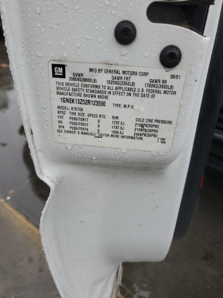 2002 Chevrolet Tahoe K1500 VIN: 1GNEK13Z52R123590 Lot: 92276675