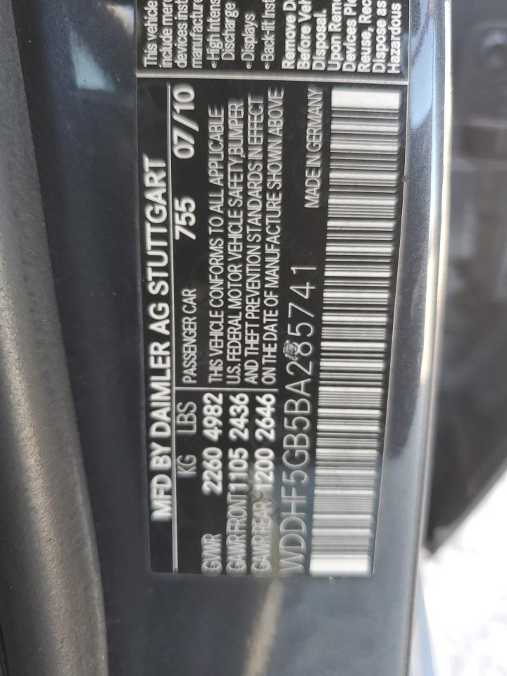 2011 Mercedes-Benz E 350 VIN: WDDHF5GB5BA285741 Lot: 92537435