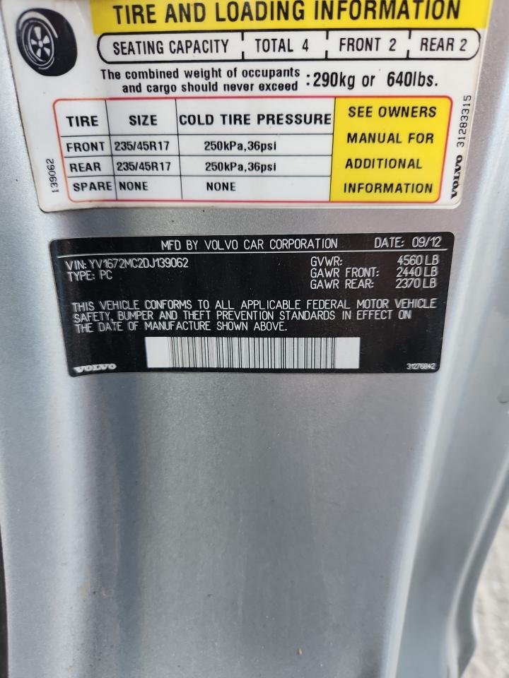 2013 Volvo C70 T5 VIN: YV1672MC2DJ139062 Lot: 92797455