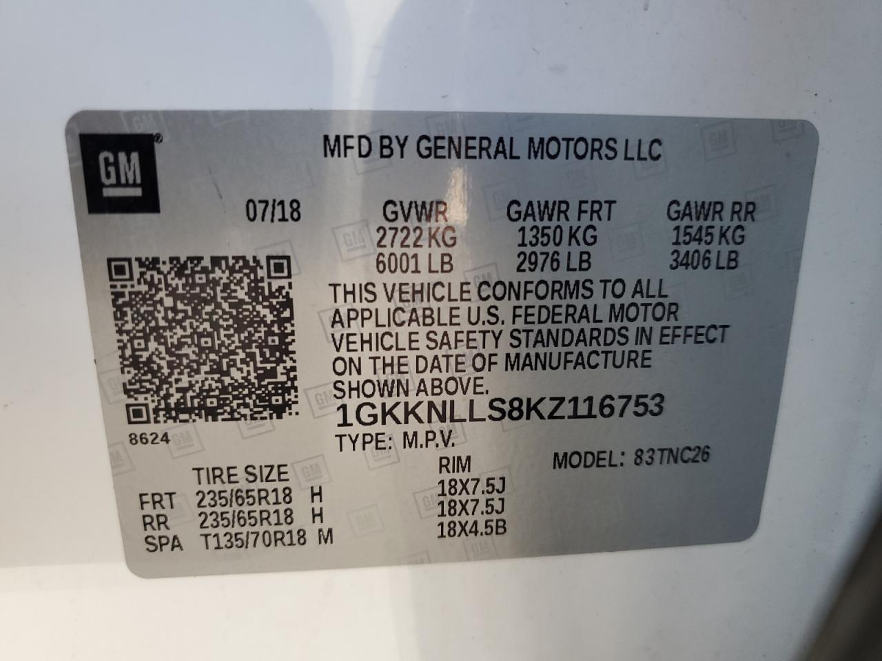 2019 GMC Acadia Sle VIN: 1GKKNLLS8KZ116753 Lot: 91642815