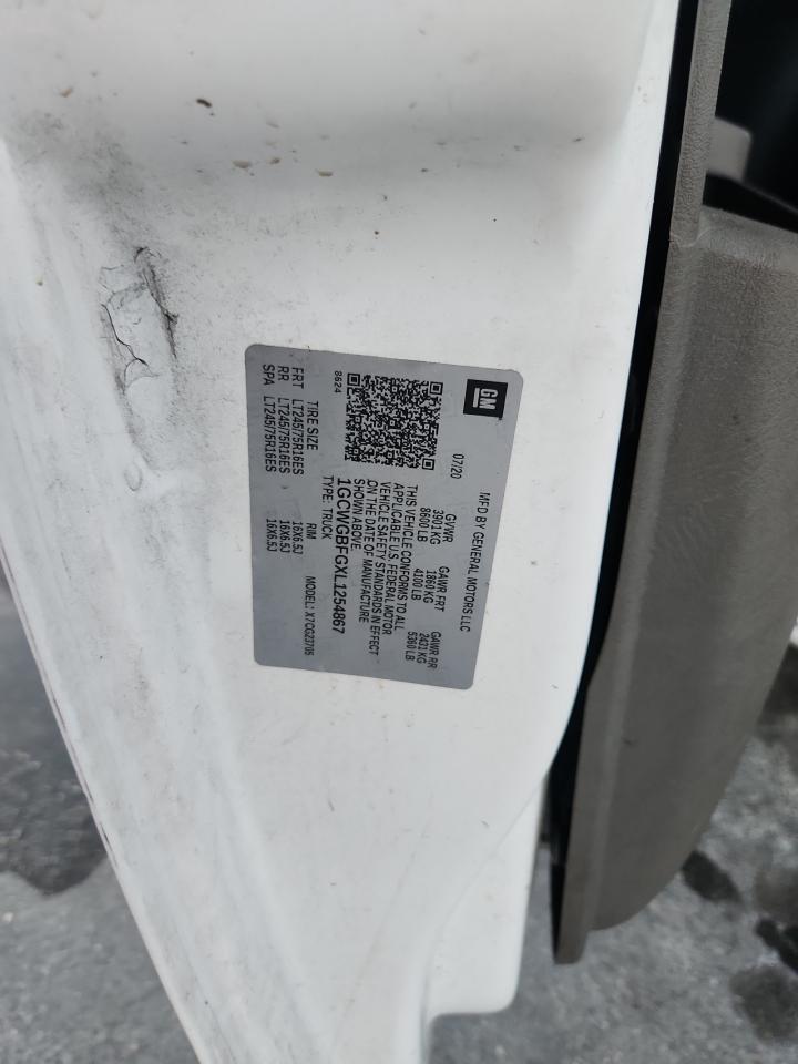 2020 Chevrolet Express G2500 VIN: 1GCWGBFGXL1254867 Lot: 91379735