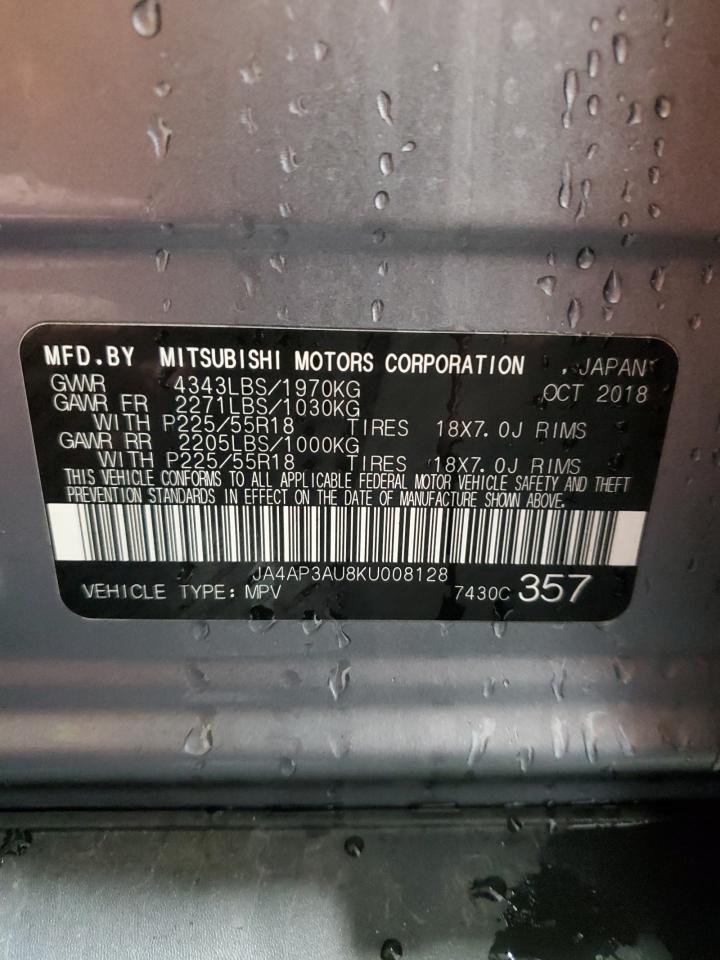 2019 Mitsubishi Outlander Sport Es VIN: JA4AP3AU8KU008128 Lot: 90582135