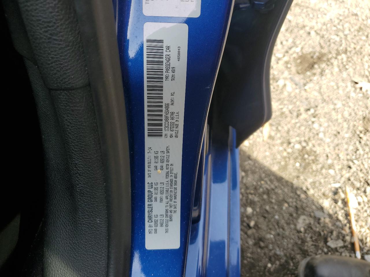 2015 Chrysler 200 Limited VIN: 1C3CCCAB0FN564866 Lot: 89551555