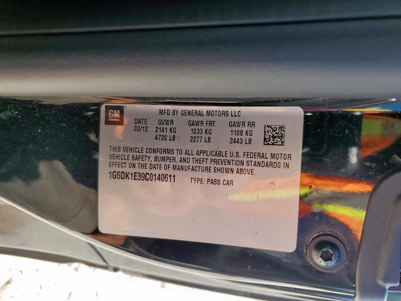 2012 Cadillac Cts Performance Collection VIN: 1G6DK1E39C0140611 Lot: 92897415