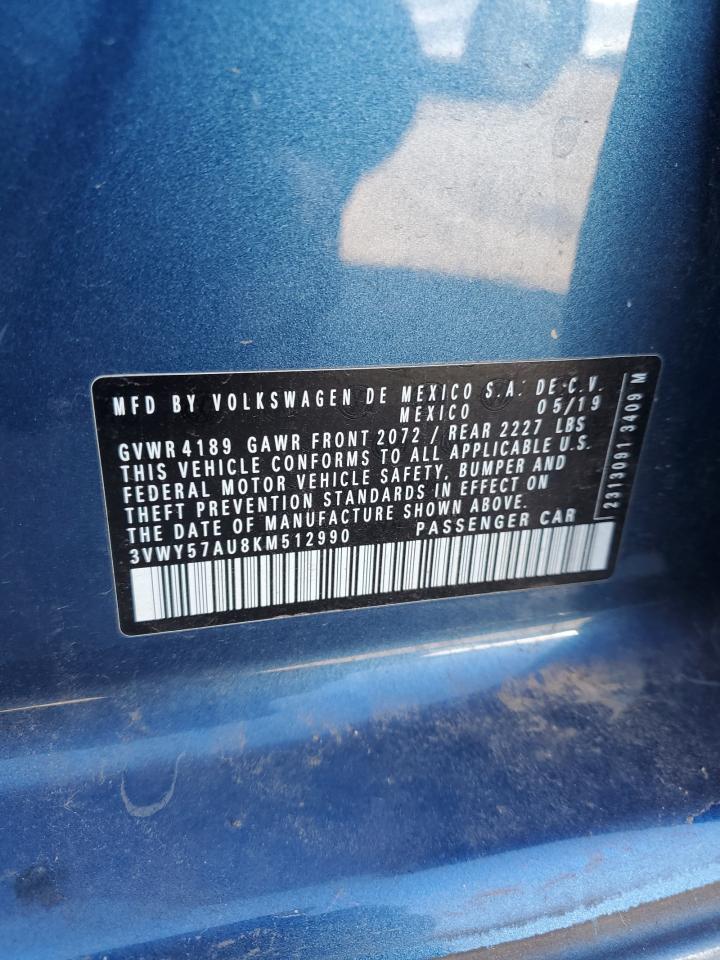 2019 Volkswagen Golf Sportwagen S VIN: 3VWY57AU8KM512990 Lot: 90682785