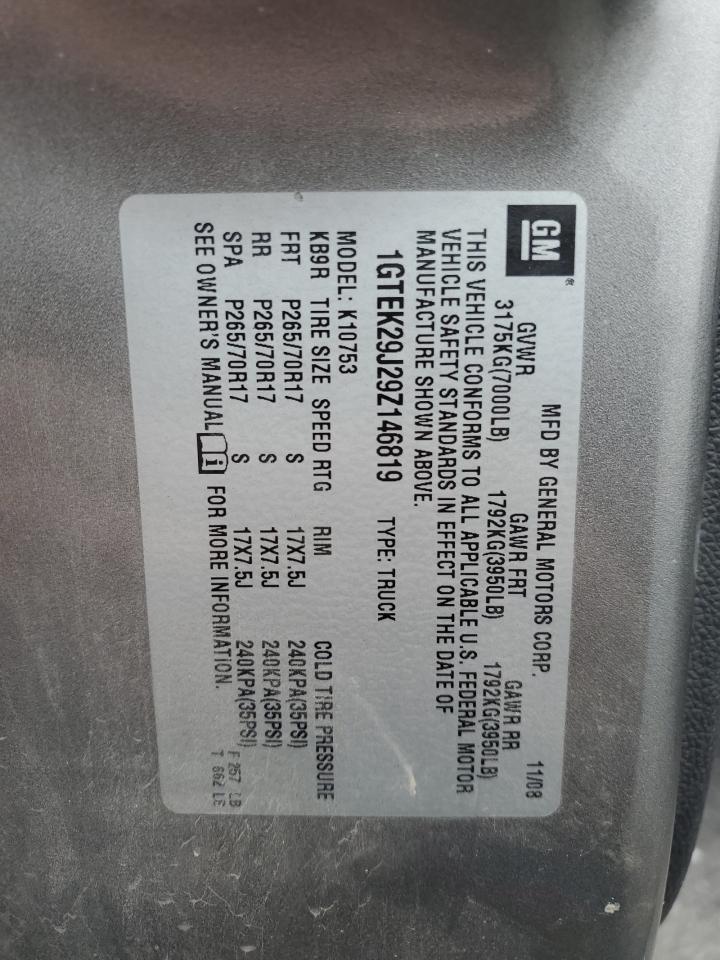 2009 GMC Sierra K1500 Sle VIN: 1GTEK29J29Z146819 Lot: 93712445