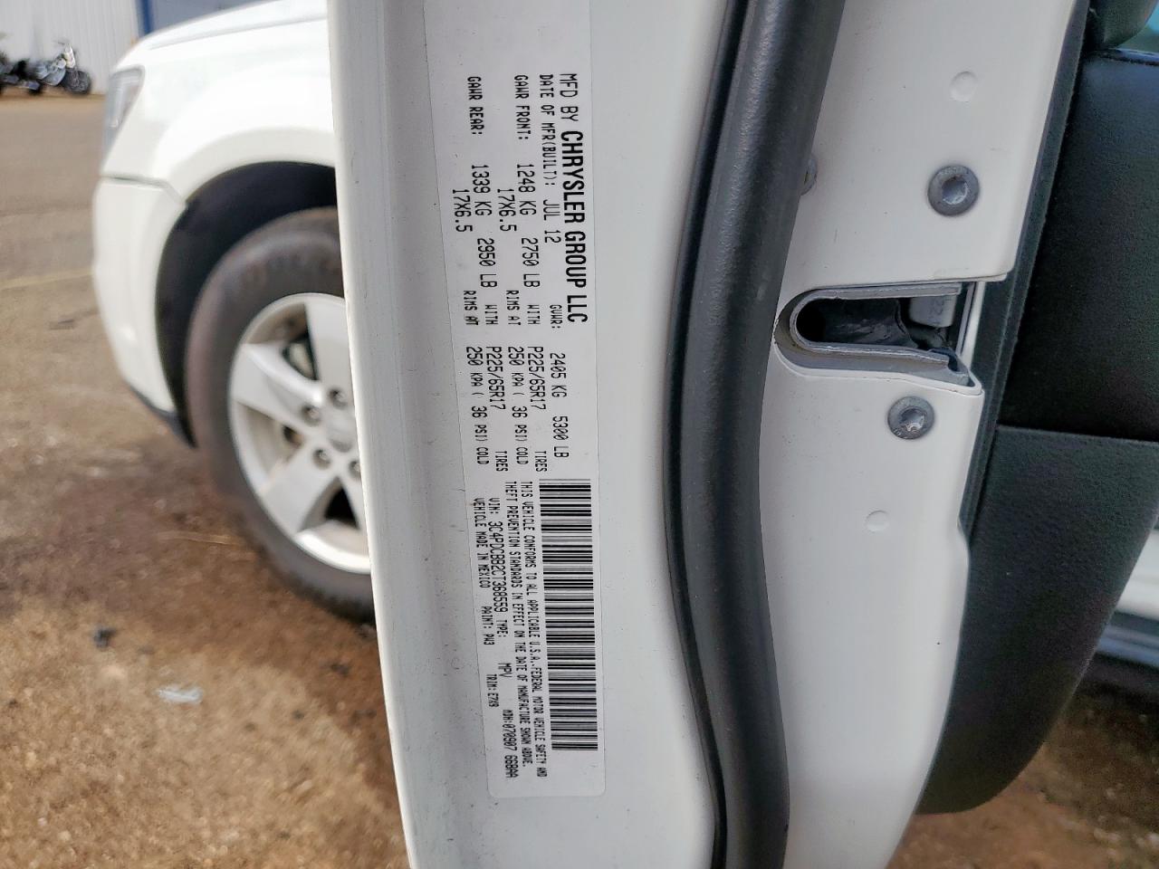 2012 Dodge Journey Sxt VIN: 3C4PDCBB2CT368559 Lot: 93067995