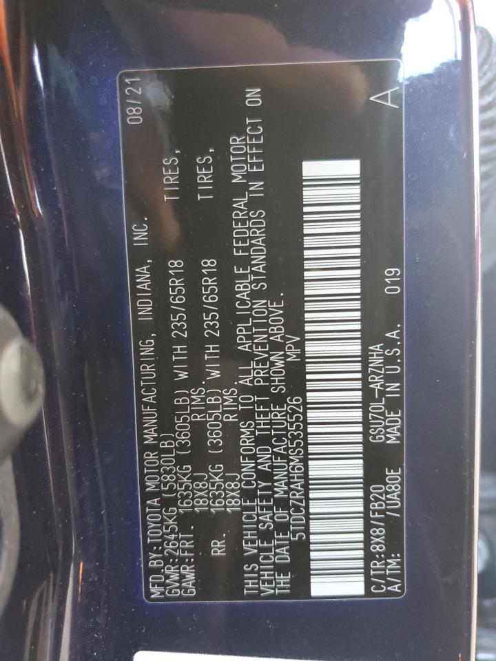 2021 Toyota Highlander L VIN: 5TDCZRAH6MS535526 Lot: 92065085