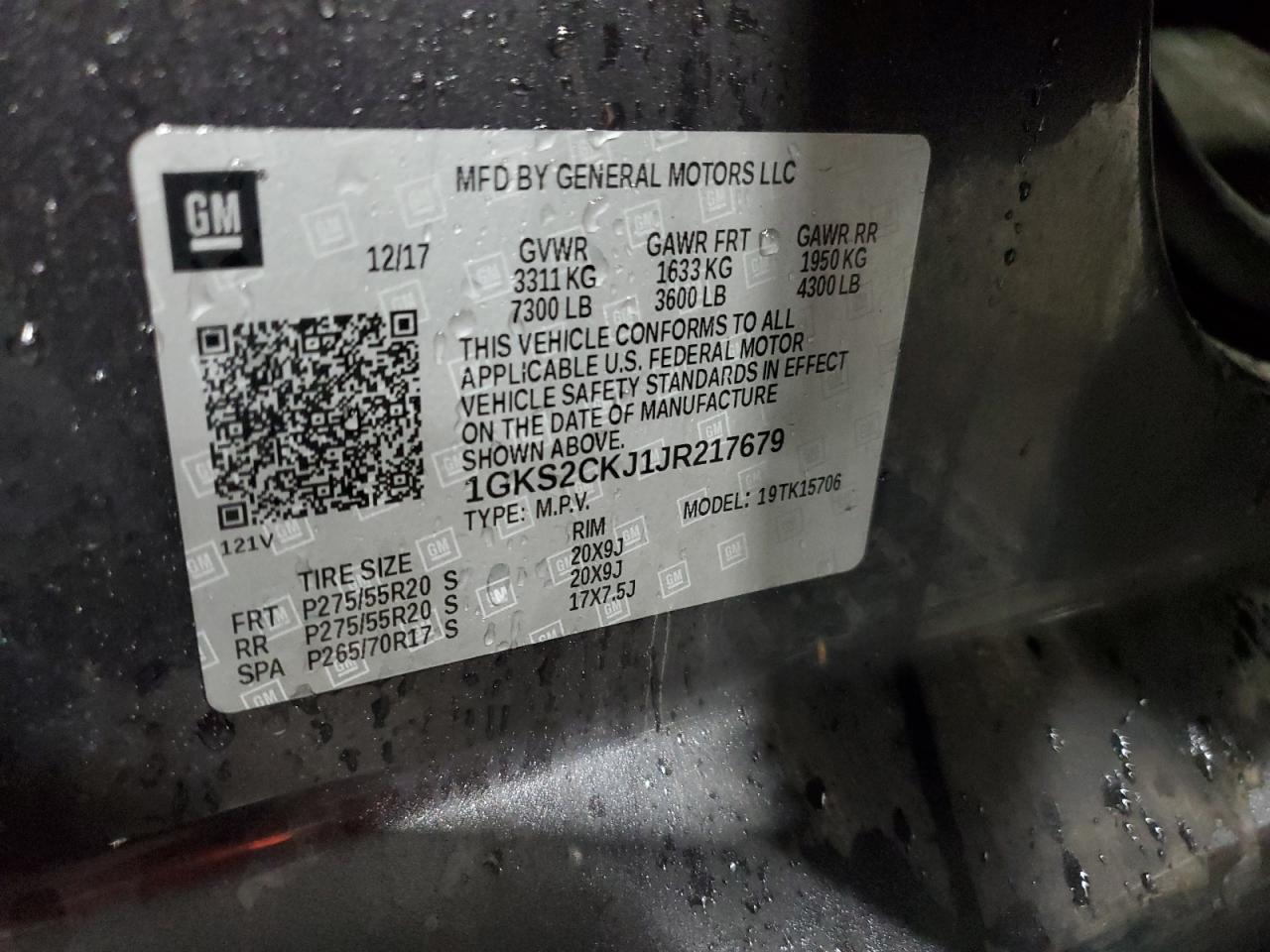 2018 GMC Yukon Denali VIN: 1GKS2CKJ1JR217679 Lot: 90680705